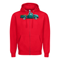 Red western truck side view Zipper Hoodie - FaDigitalArtStudio