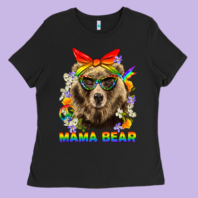 Mama Bear Pride Lgbtq+ Ladies Tee Designed By Bundleandbundleshop