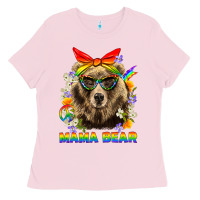 Bubblegum Pink Mama Bear Pride LGBTQ+ Ladies Tee - BundleAndBundleShop