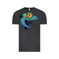 Vintage Black cute colorful cartoon gecko Vintage Tee - linhVisuals