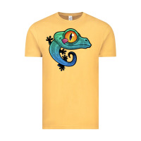 Vintage Mustard cute colorful cartoon gecko Vintage Tee - linhVisuals