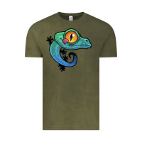 Vintage Olive cute colorful cartoon gecko Vintage Tee - linhVisuals