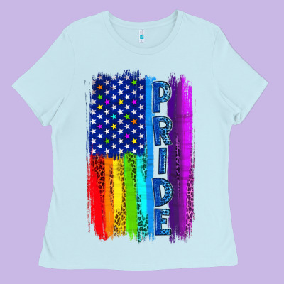 Pride Lgbtq+ American Flag Ladies Tee Designed By Bundleandbundleshop