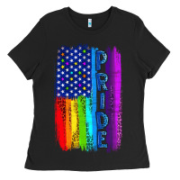 Black Pride LGBTQ+ American Flag Ladies Tee - BundleAndBundleShop