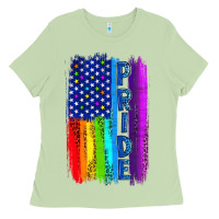 Matcha Pride LGBTQ+ American Flag Ladies Tee - BundleAndBundleShop