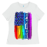 White Pride LGBTQ+ American Flag Ladies Tee - BundleAndBundleShop