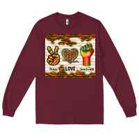Burgundy peace love juneteenth Long Sleeve Tee - TumblerDesignByShophia