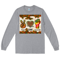 Heather Grey peace love juneteenth Long Sleeve Tee - TumblerDesignByShophia