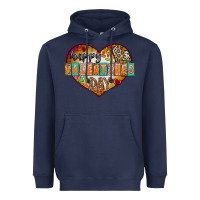 Navy Happy Valentınes Day Heavyweight Hoodie - CowhideDigitalArt