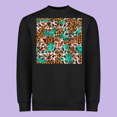 Western Turquoise Glitter Cowhide Leopard Seamless Heavyweight Sweatshirt Designed By Fadigitalartstudio