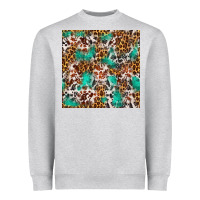 Heather Grey Western Turquoise Glitter Cowhide Leopard Seamless Heavyweight Sweatshirt - FaDigitalArtStudio