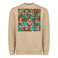 Mushroom Western Turquoise Glitter Cowhide Leopard Seamless Heavyweight Sweatshirt - FaDigitalArtStudio