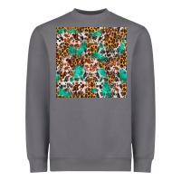 Storm Western Turquoise Glitter Cowhide Leopard Seamless Heavyweight Sweatshirt - FaDigitalArtStudio