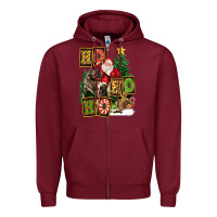 Burgundy Christmas Trex Ho Ho Ho Santa Zipper Hoodie - FaDigitalArtStudio