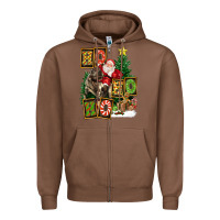 Chestnut Christmas Trex Ho Ho Ho Santa Zipper Hoodie - FaDigitalArtStudio