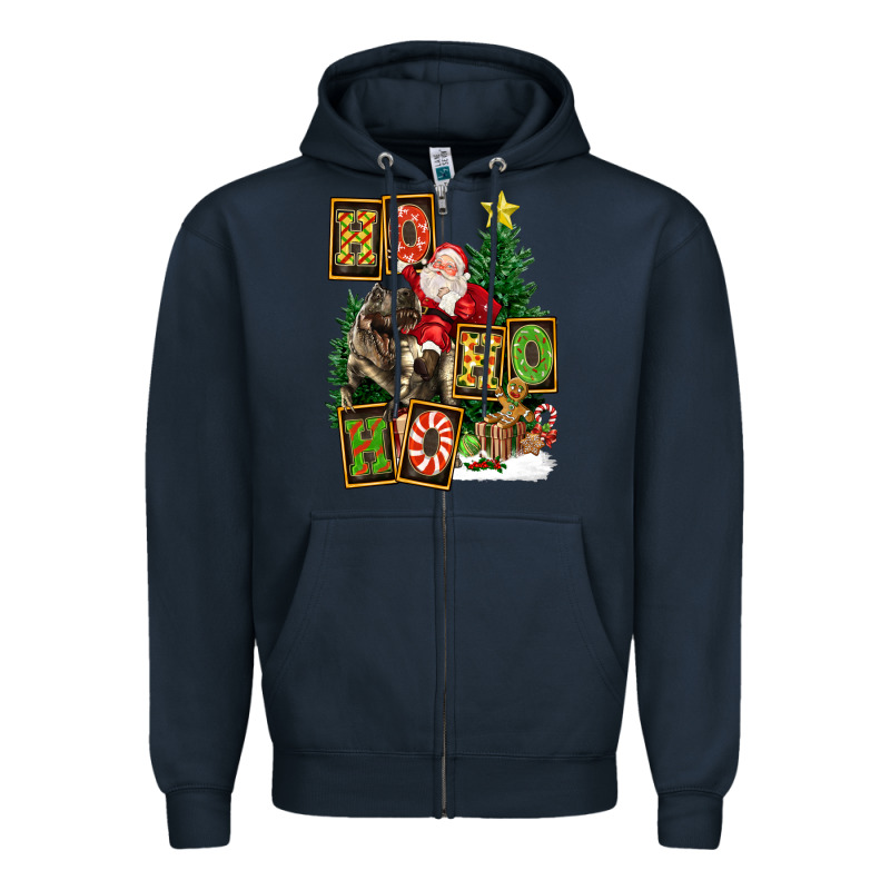 Christmas Trex Ho Ho Ho Santa Zipper Hoodie by FaDigitalArtStudio | Teevron
