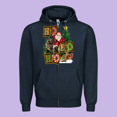 Christmas Trex Ho Ho Ho Santa Zipper Hoodie Designed By Fadigitalartstudio