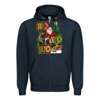 Navy Christmas Trex Ho Ho Ho Santa Zipper Hoodie - FaDigitalArtStudio