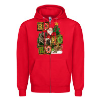 Red Christmas Trex Ho Ho Ho Santa Zipper Hoodie - FaDigitalArtStudio