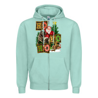 Seafoam Christmas Trex Ho Ho Ho Santa Zipper Hoodie - FaDigitalArtStudio