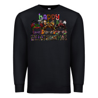 Black happy hallothanksmas Premium Sweatshirt - SublimationCraftShop