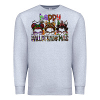 Heather Grey happy hallothanksmas Premium Sweatshirt - SublimationCraftShop