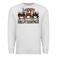 Oatmeal Heather happy hallothanksmas Premium Sweatshirt - SublimationCraftShop