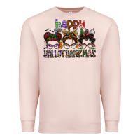 Pale Pink happy hallothanksmas Premium Sweatshirt - SublimationCraftShop