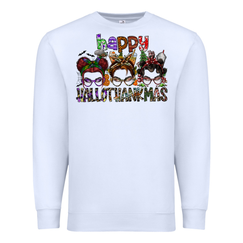 Happy Hallothanksmas Premium Sweatshirt by SublimationCraftShop | Teevron