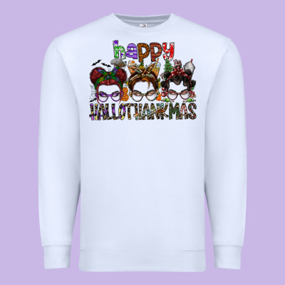 Happy Hallothanksmas Premium Sweatshirt Designed By Sublimationcraftshop