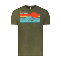 Vintage Olive vintage california wave surf retro 80s california beach surfing Vintage Tee - linhVisuals