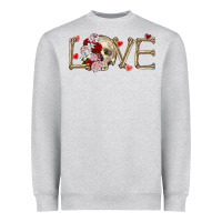 Heather Grey Skull love Valentine's Day Heavyweight Sweatshirt - FaDigitalArtStudio