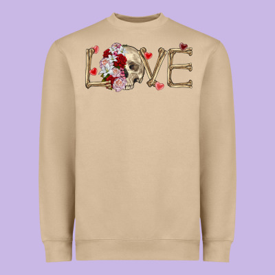 Skull Love Valentine's Day Heavyweight Sweatshirt Designed By Fadigitalartstudio