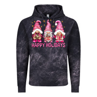 Cloud Black Happy holidays with gnomes Vintage Hoodie - NancyCooperArtShop