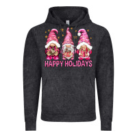 Vintage Black Happy holidays with gnomes Vintage Hoodie - NancyCooperArtShop