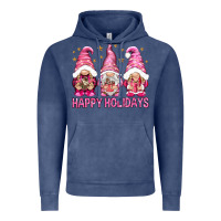 Vintage Denim Happy holidays with gnomes Vintage Hoodie - NancyCooperArtShop