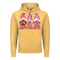 Vintage Mustard Happy holidays with gnomes Vintage Hoodie - NancyCooperArtShop