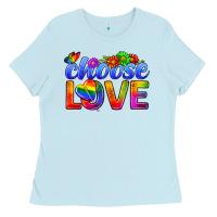 Baby Blue Pride LGBTQ+ Choose Love Ladies Tee - BundleAndBundleShop