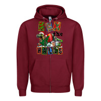 Burgundy Rex The Halls Zipper Hoodie - FaDigitalArtStudio