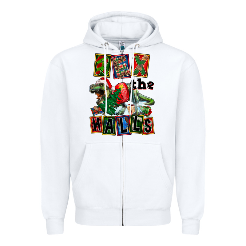 Rex The Halls Zipper Hoodie by FaDigitalArtStudio | Teevron