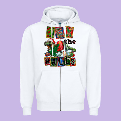 Rex The Halls Zipper Hoodie Designed By Fadigitalartstudio