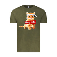 Vintage Olive hug life kitty cat Vintage Tee - linhVisuals