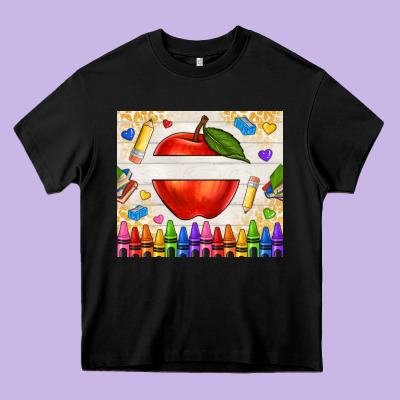 Custom Teacher Name Apple Heavy Core Tee Designed By Nancycooperartshop