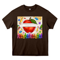 Chocolate Brown custom teacher name apple Heavy Core Tee - NancyCooperArtShop