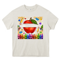 Cream custom teacher name apple Heavy Core Tee - NancyCooperArtShop