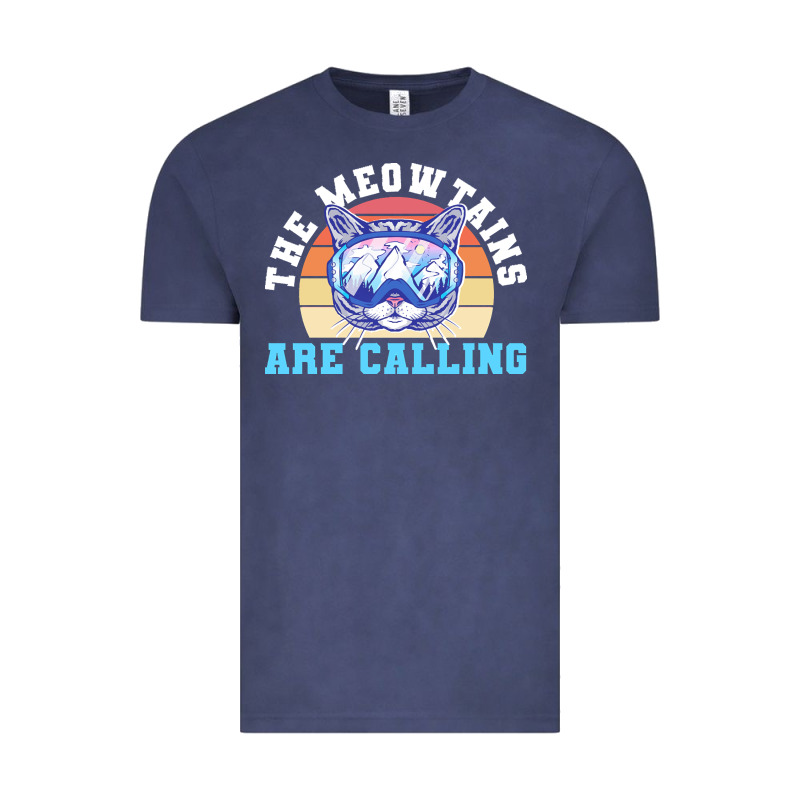 Skiing T  Shirt Ski Goggles Cat The Meowtains Are Calling Skier Winter Vintage Tee by linhVisuals | Teevron