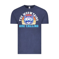 Vintage Denim skiing t  shirt ski goggles cat the meowtains are calling skier winter Vintage Tee - linhVisuals