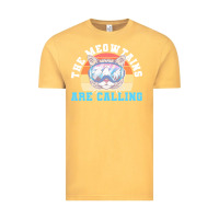 Vintage Mustard skiing t  shirt ski goggles cat the meowtains are calling skier winter Vintage Tee - linhVisuals
