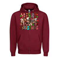 Burgundy Merry christmas pigs Zipper Hoodie - FaDigitalArtStudio
