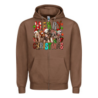 Chestnut Merry christmas pigs Zipper Hoodie - FaDigitalArtStudio